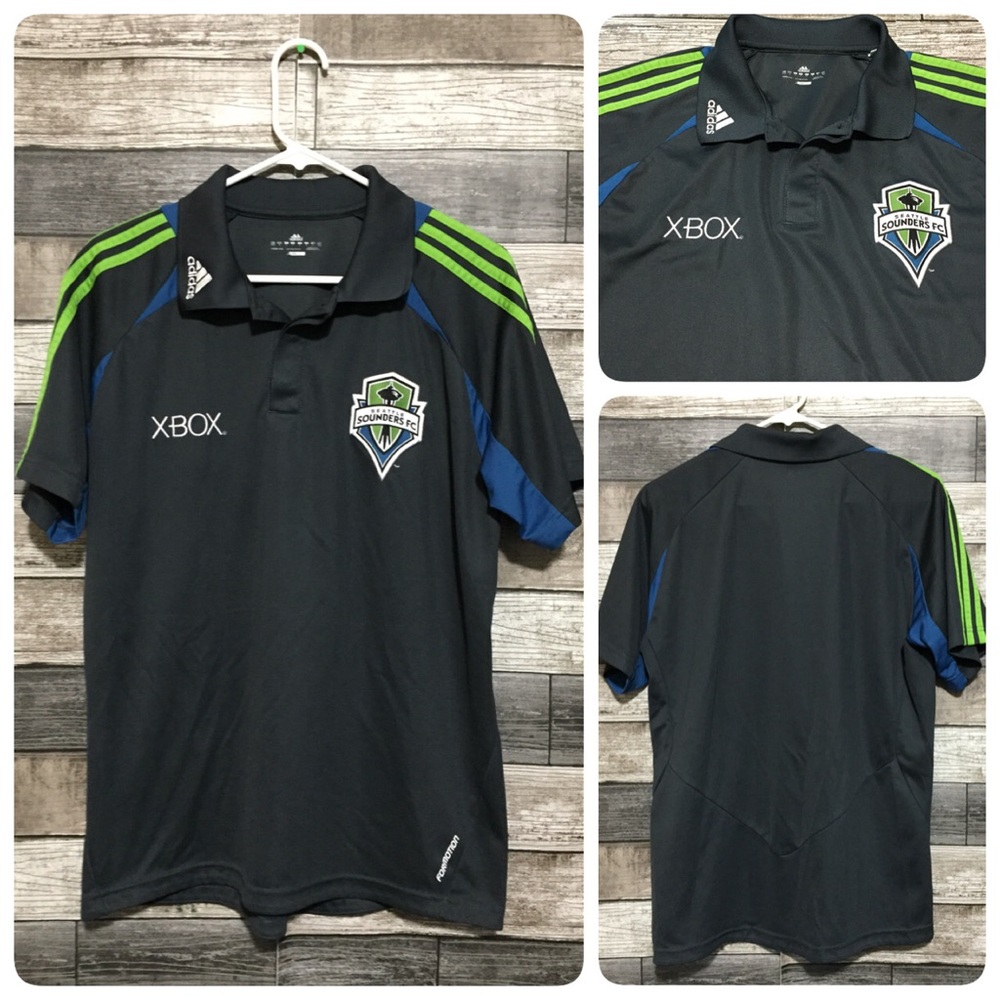 Adidas Seattle Sounders Fc Xbox Polo Shirt Men’s M Gray Green Formotion MLS